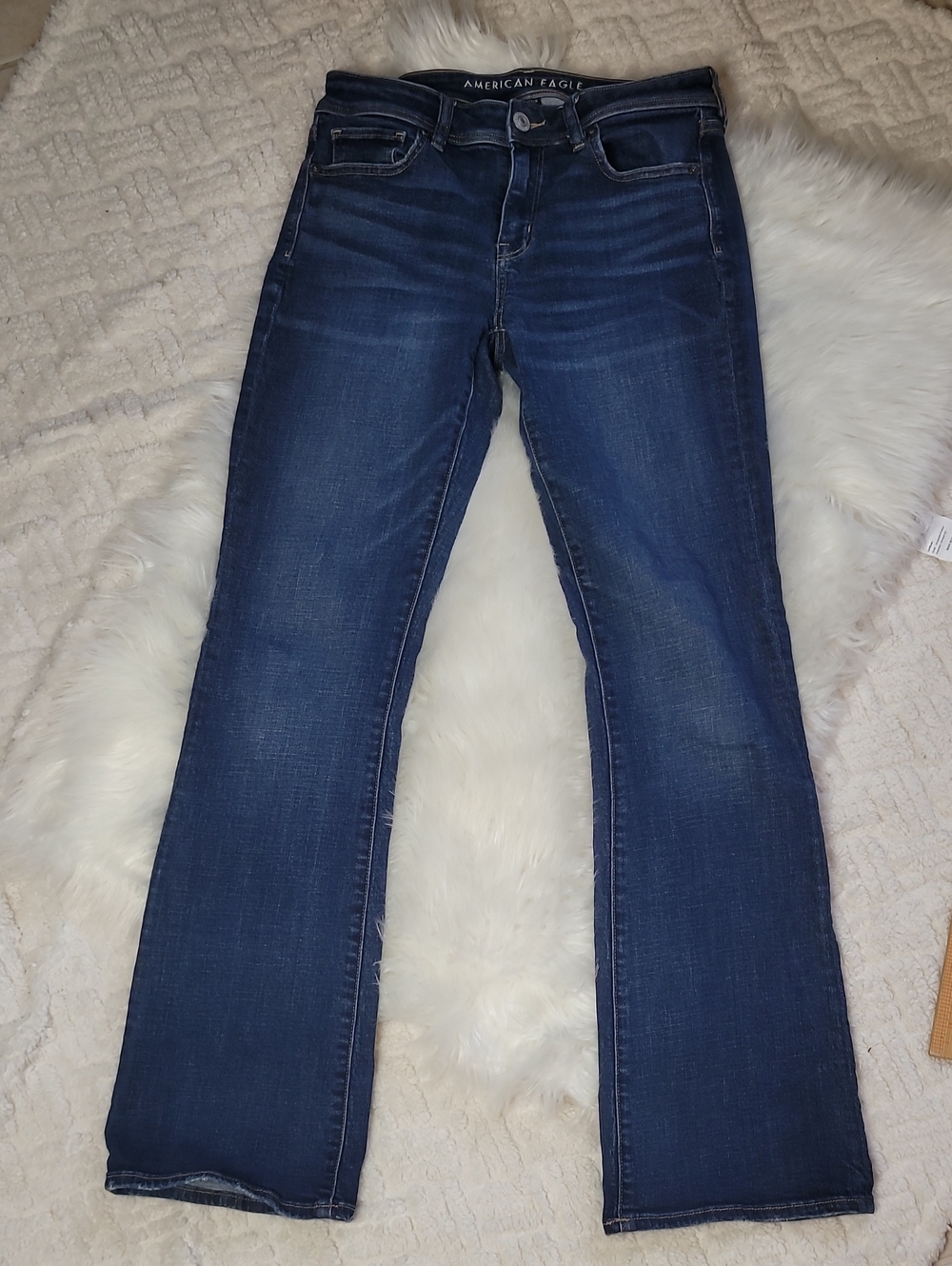 American Eagle Kick Boot Super Stretch Jeans Dark  Bootcut Y2k Size 8 Long